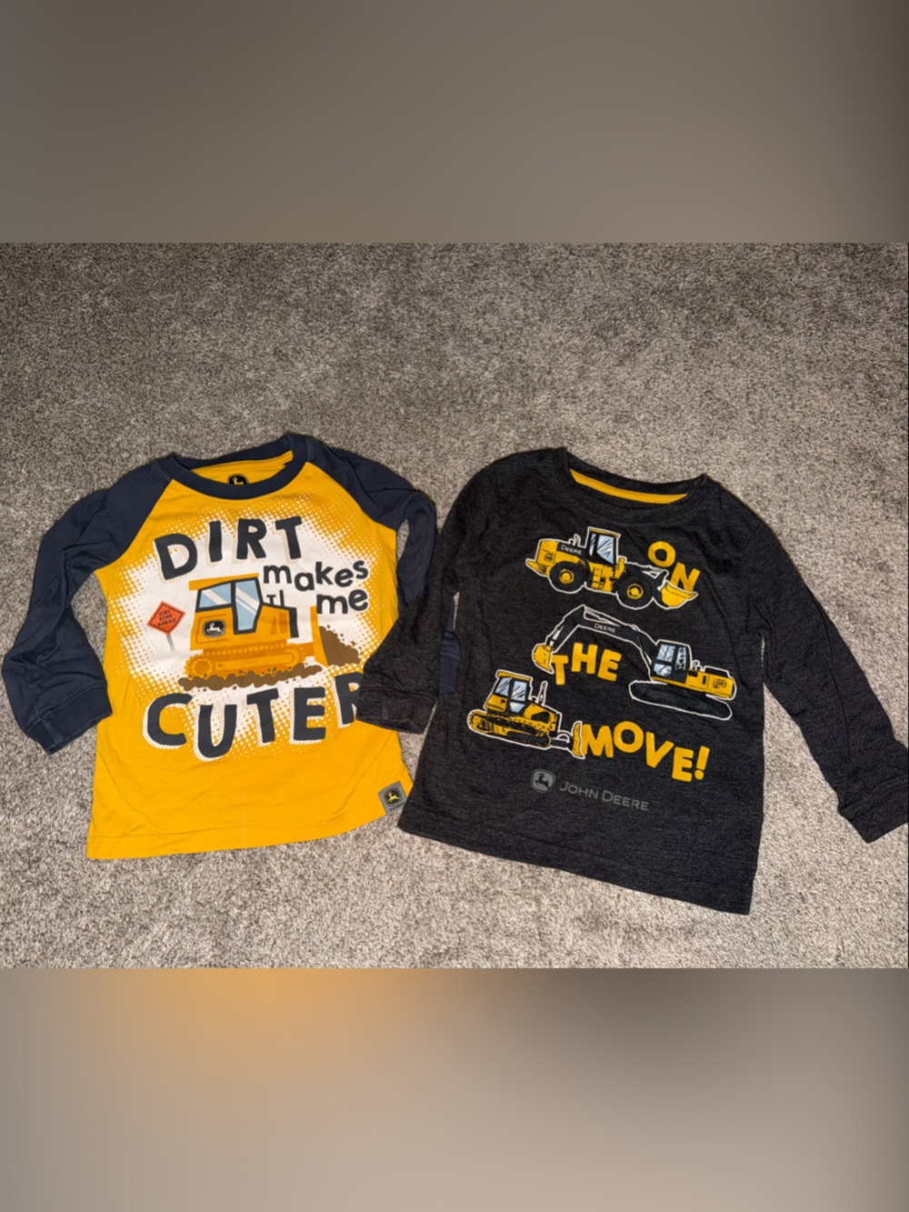 John Deere Yellow & Black Construction Graphic Long-Sleeve Tees - 2 Pack